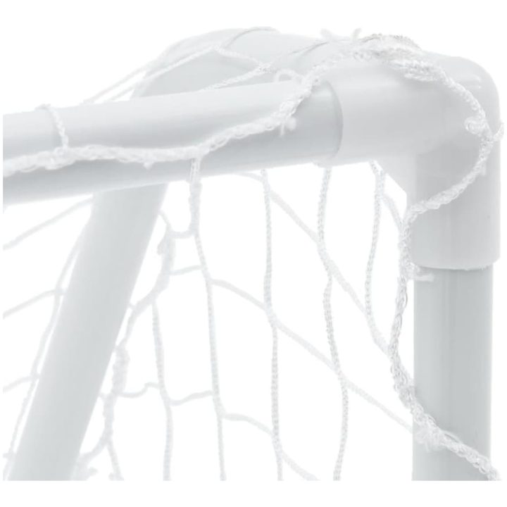 Barnfotbollsmål 2 st med boll vit 64x35x48 cm metall vidaXL – bild 8