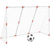 Barnfotbollsmål med bollar 2-i-1 vit 184x64x124 cm vidaXL – miniatyr 2