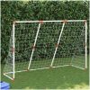 Barnfotbollsmål med bollar 2-i-1 vit 184x64x124 cm vidaXL – miniatyr 1