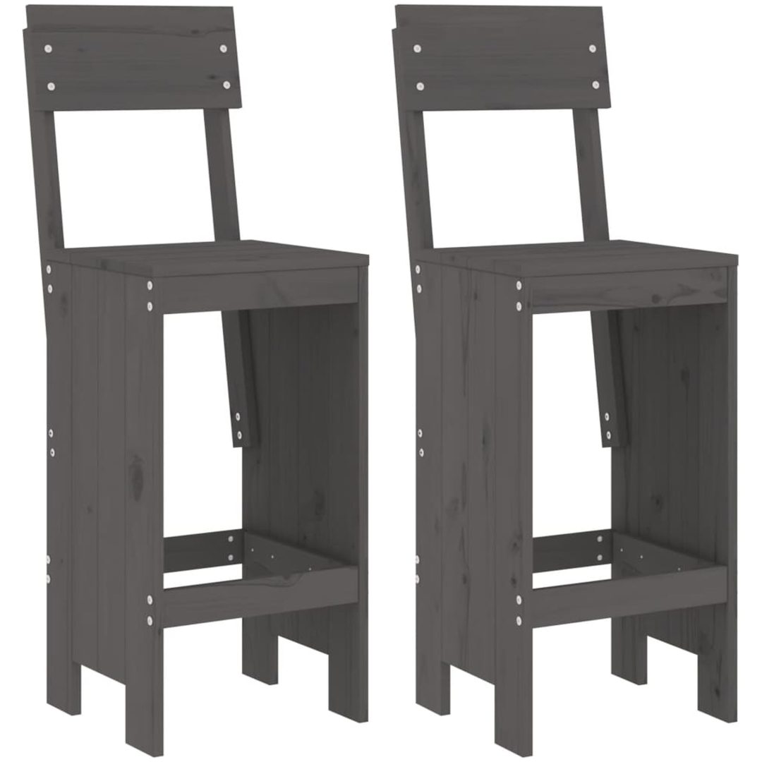 Barpallar 2 st grå massiv furu vidaXL 40 x 48.5 x 115.5 cm – bild 2