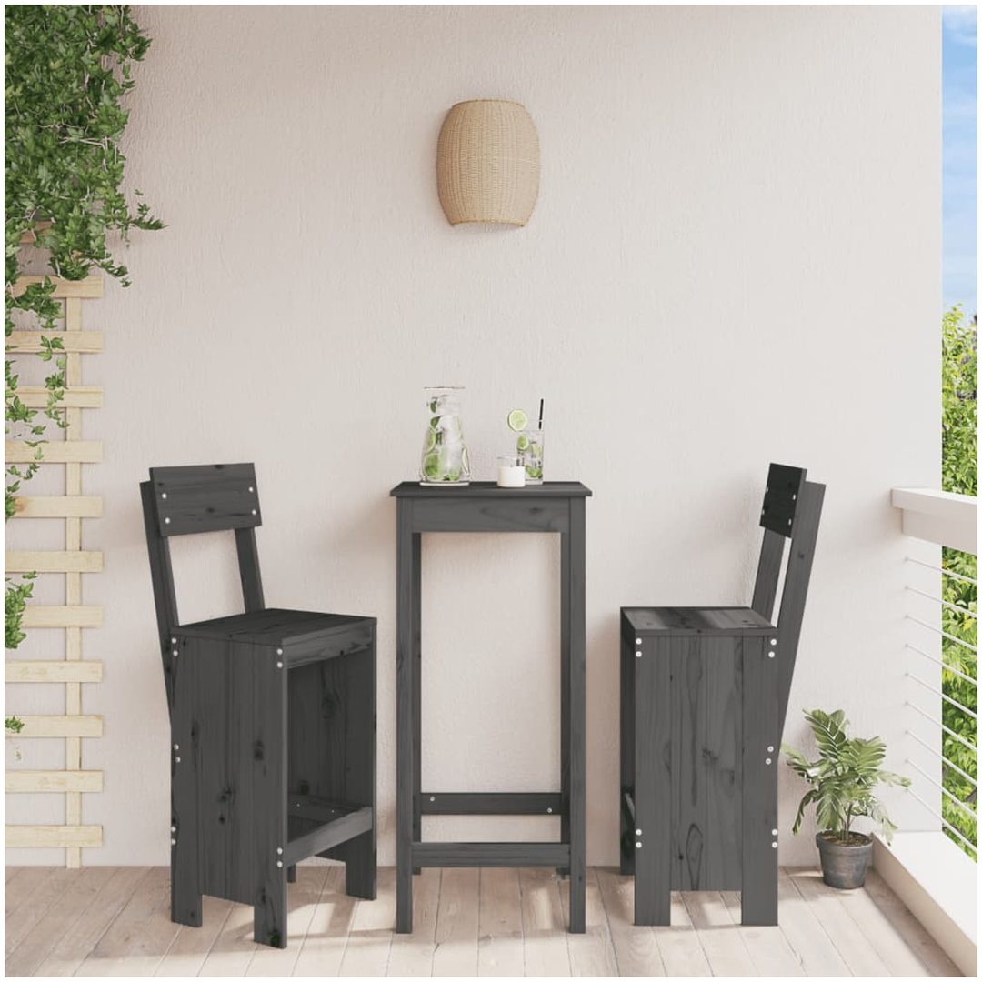 Barpallar 2 st grå massiv furu vidaXL 40 x 48.5 x 115.5 cm