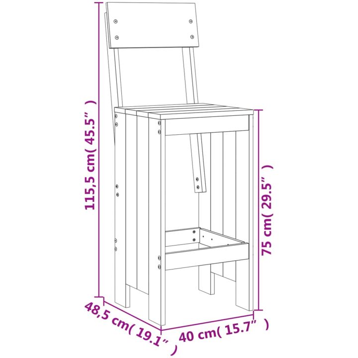 Barpallar 2 st massiv furu vidaXL 40 x 48.5 x 115.5 cm – bild 9