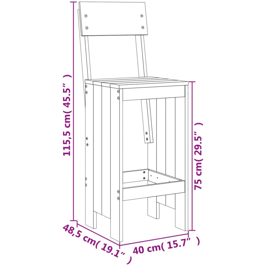 Barpallar 2 st svart massiv furu vidaXL 40 x 48.5 x 115.5 cm – bild 9