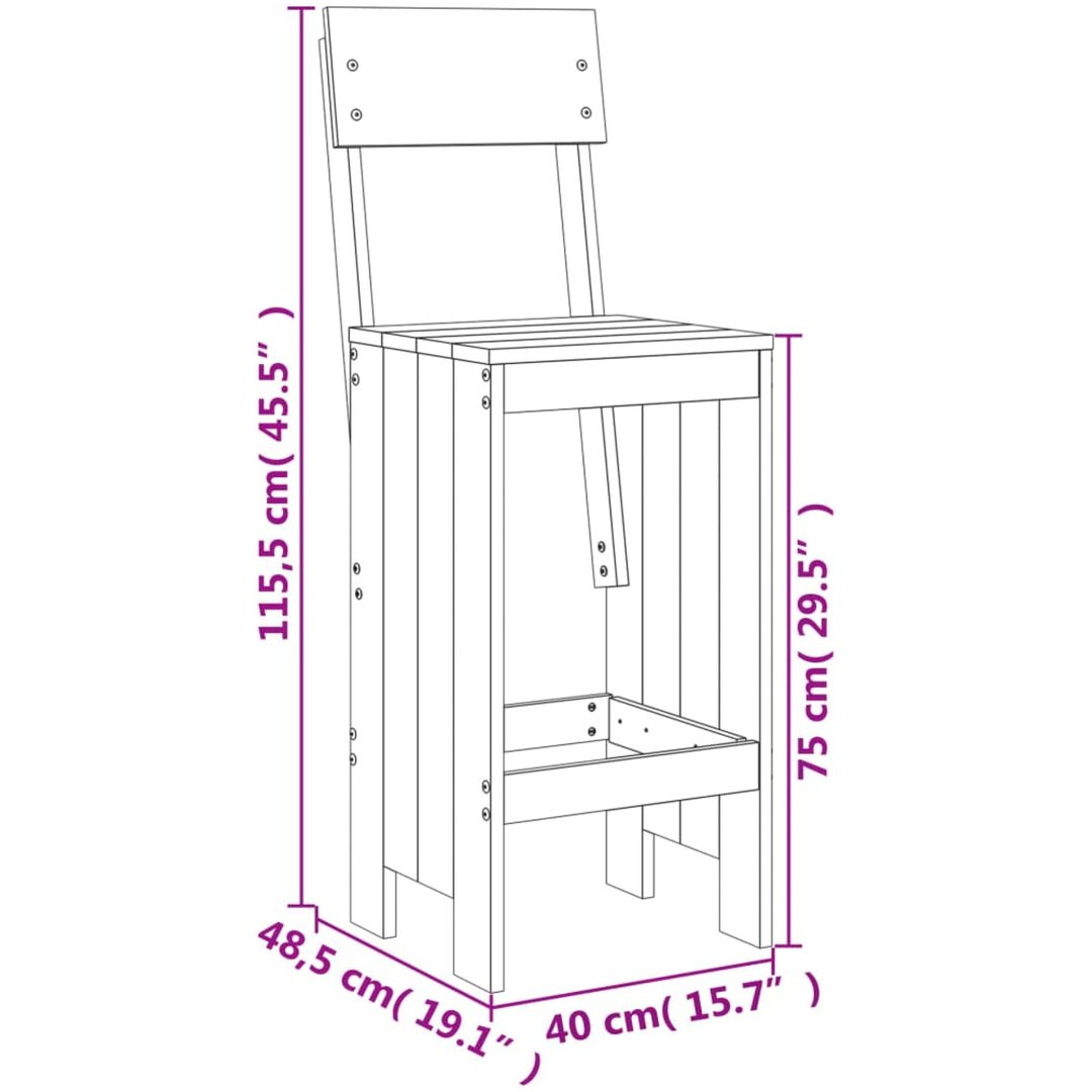 Barpallar 2 st vit massiv furu vidaXL 40 x 48.5 x 115.5 cm – bild 8