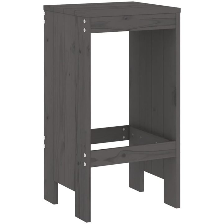 Barstolar 2 st grå massiv furu vidaXL 40 x 36 x 75 cm – bild 6