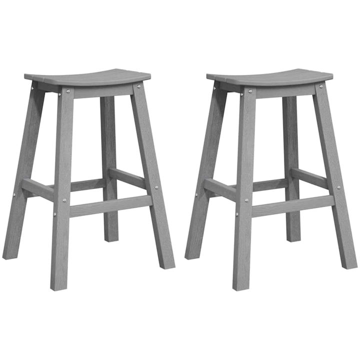 barstolar 2 st Ljusgrå HDPE vidaXL 52 x 43 x 73.5 cm – bild 2