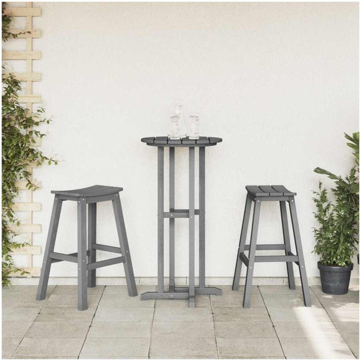 barstolar 2 st Ljusgrå HDPE vidaXL 52 x 43 x 73.5 cm – bild 3