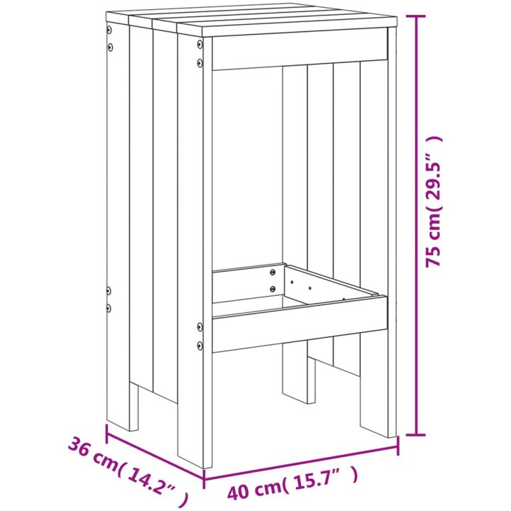 Barstolar 2 st massiv douglasträ vidaXL 40 x 36 x 75 cm – bild 9