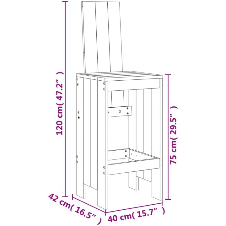 Barstolar 2 st massivt douglasträ vidaXL 40 x 42 x 120 cm – bild 9
