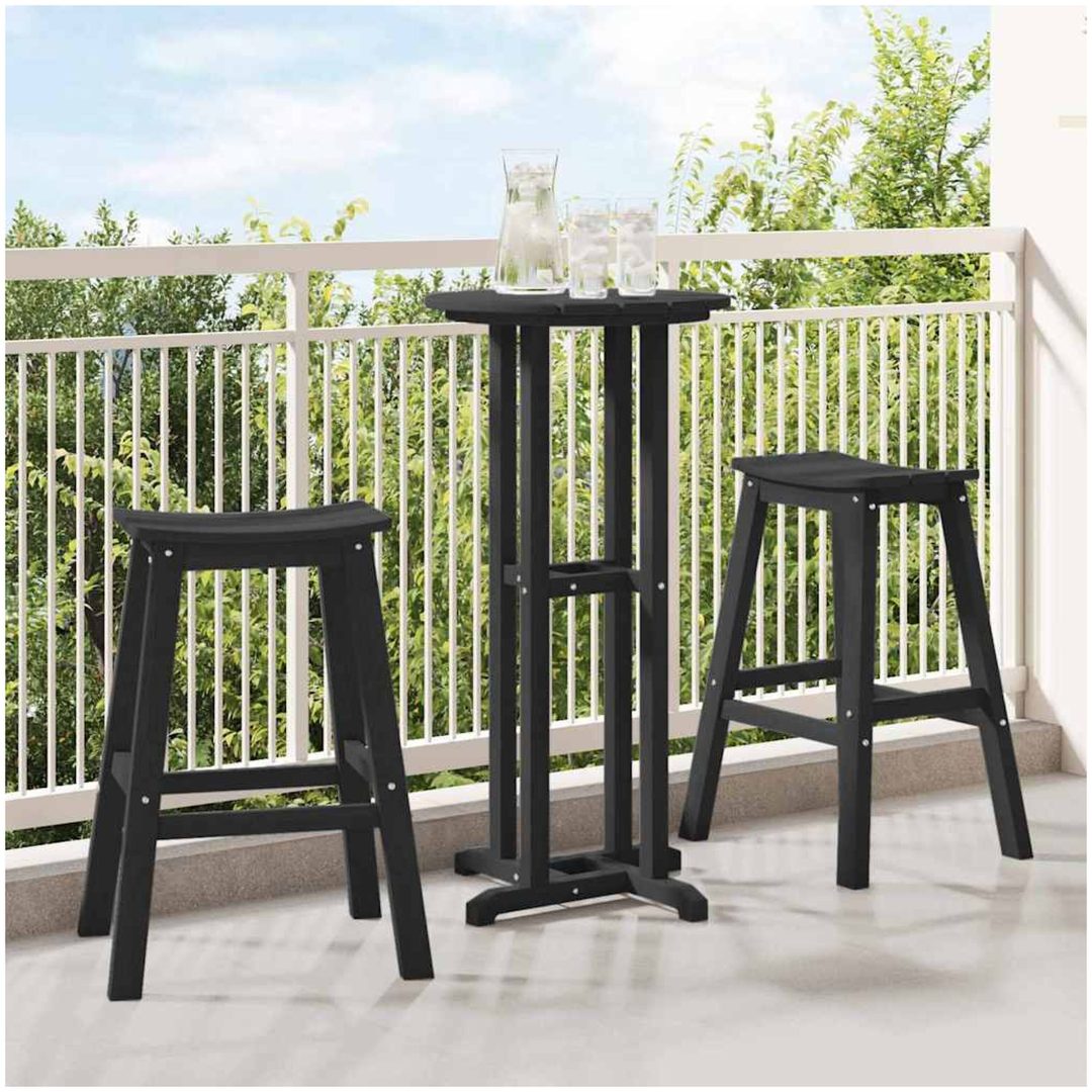 Barstolar 2 st Svart HDPE vidaXL 52 x 43 x 73.5 cm