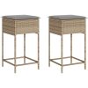 Barstolar för trädgården med dynor 2 st beige konstrotting vidaXL – miniatyr 2