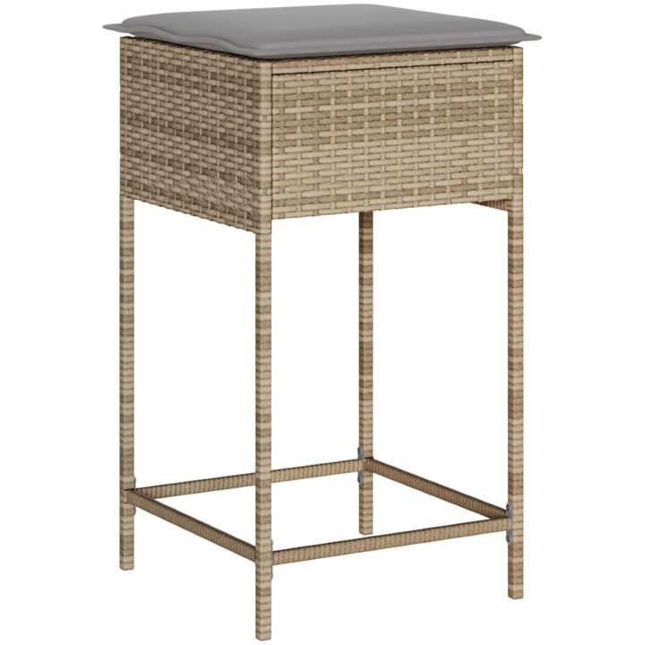 Barstolar för trädgården med dynor 2 st beige konstrotting vidaXL – bild 4