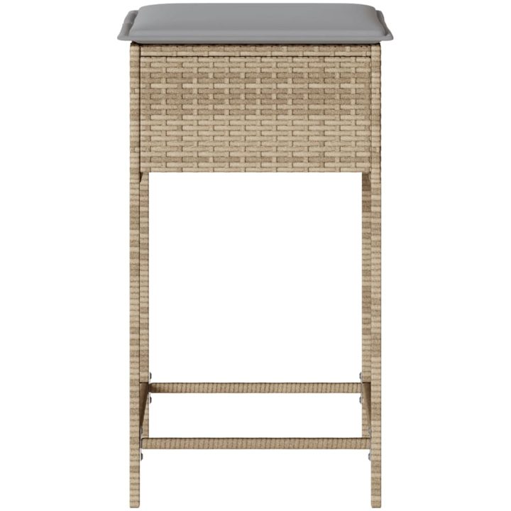 Barstolar för trädgården med dynor 2 st beige konstrotting vidaXL – bild 5