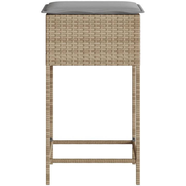 Barstolar för trädgården med dynor 2 st beige konstrotting vidaXL – bild 6