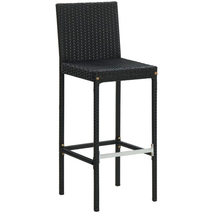 Barstolar för utomhusbruk med dynor 4 st svart konstrotting vidaXL – bild 3