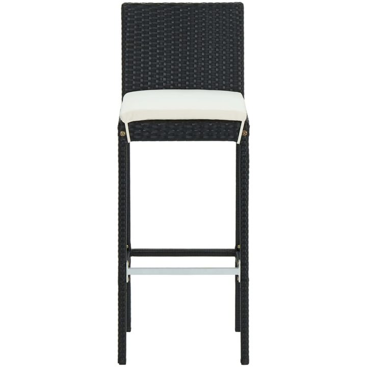 Barstolar för utomhusbruk med dynor 4 st svart konstrotting vidaXL – bild 4