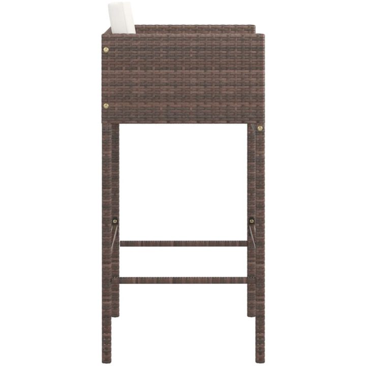 Barstolar med dynor 4 st brun konstrotting vidaXL – bild 5
