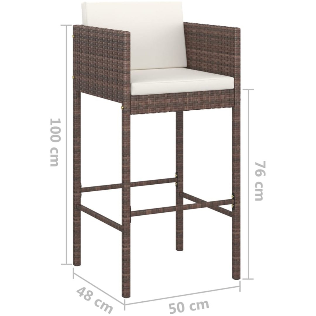 Barstolar med dynor 4 st brun konstrotting vidaXL – bild 7