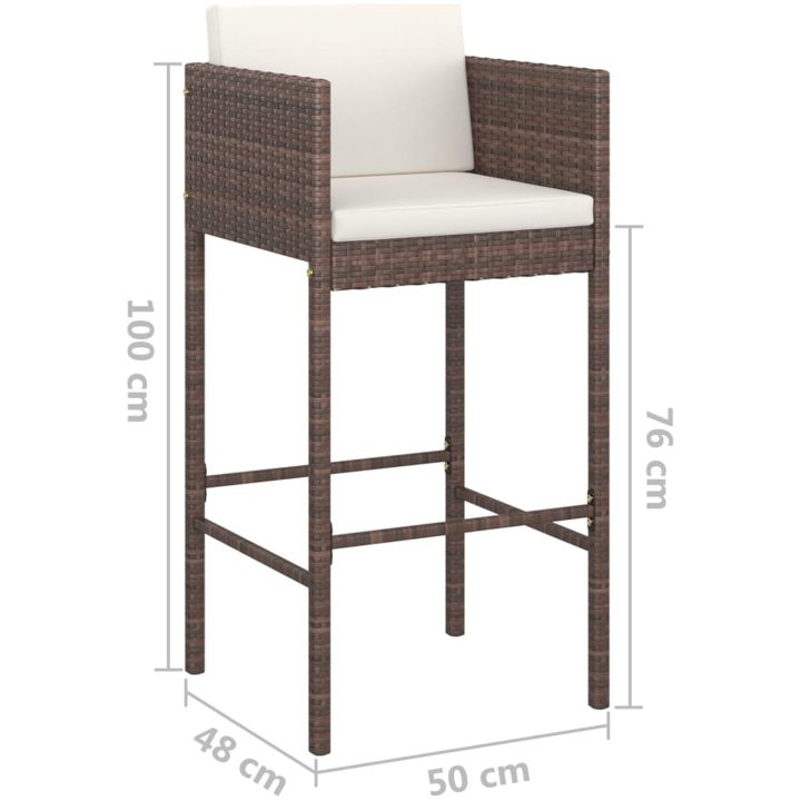 Barstolar med dynor 4 st brun konstrotting vidaXL – bild 7