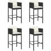 Barstolar med dynor 4 st svart konstrotting vidaXL – miniatyr 2