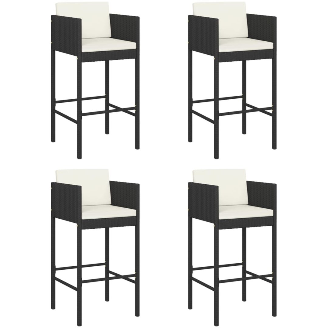 Barstolar med dynor 4 st svart konstrotting vidaXL – bild 2