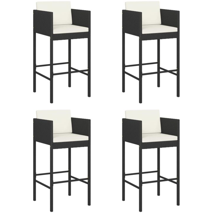 Barstolar med dynor 4 st svart konstrotting vidaXL – bild 2