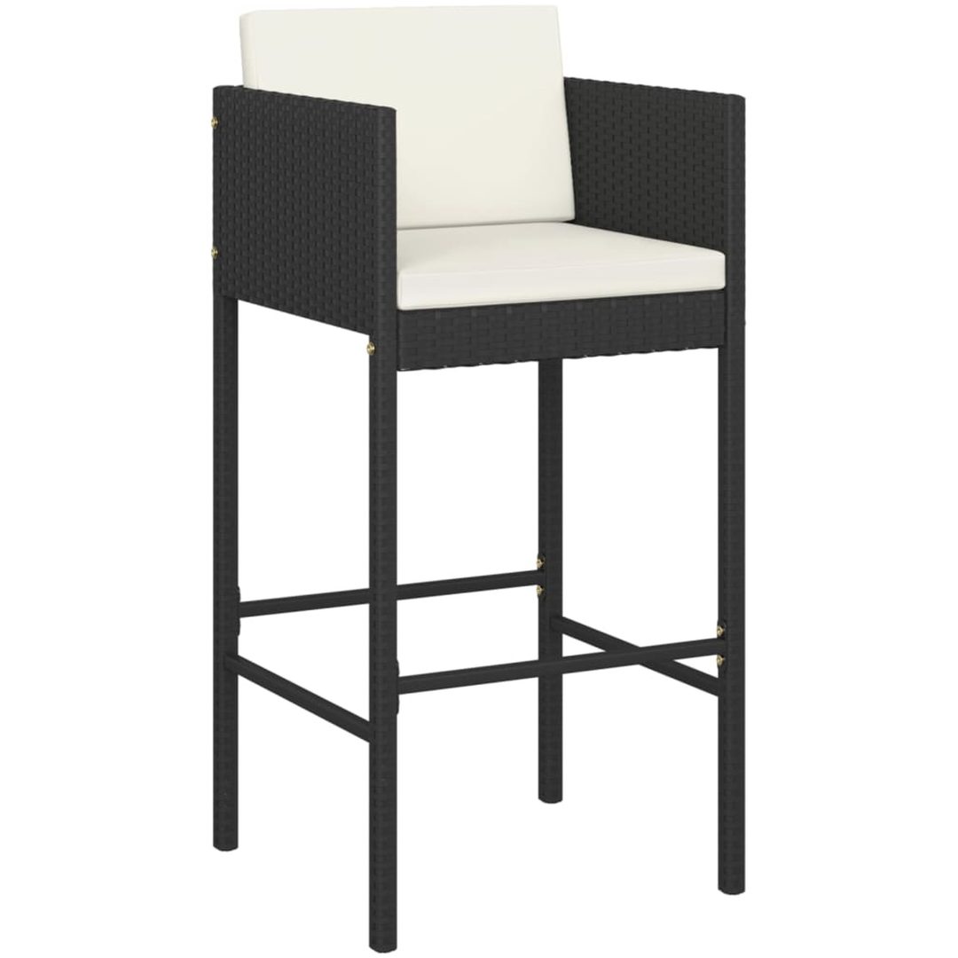 Barstolar med dynor 4 st svart konstrotting vidaXL – bild 3