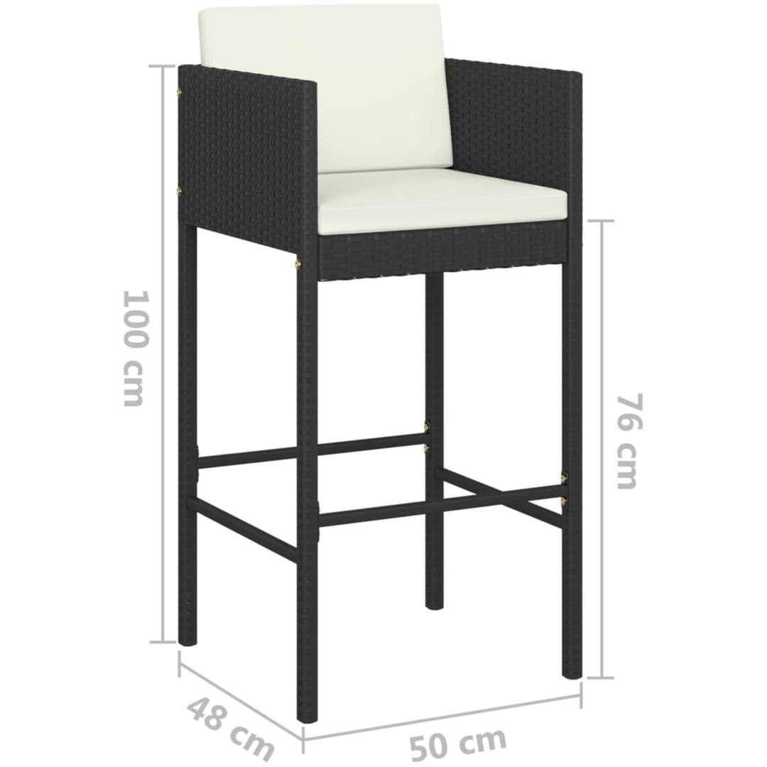 Barstolar med dynor 4 st svart konstrotting vidaXL – bild 7