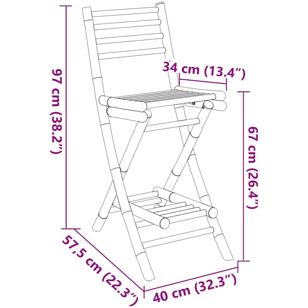Barstolar utomhus med fotstöd 2 st hopfällbar bambu vidaXL – bild 11