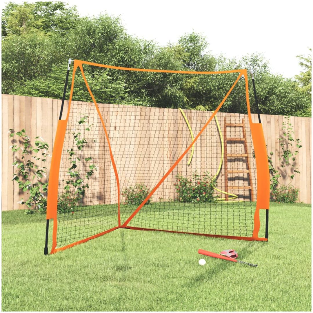 Basebollnät bärbart orange&svart 183x182x183cm stål&polyester vidaXL