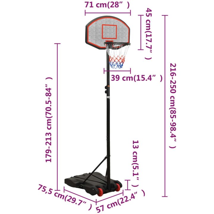 Basketkorg med stativ svart 216-250 cm polyeten vidaXL – bild 10