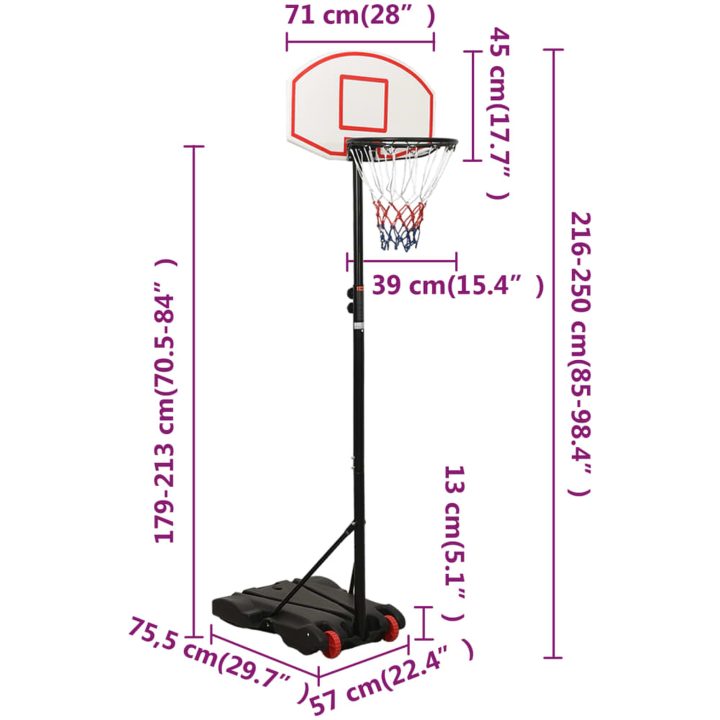Basketkorg med stativ vit 216-250 cm polyeten vidaXL – bild 10