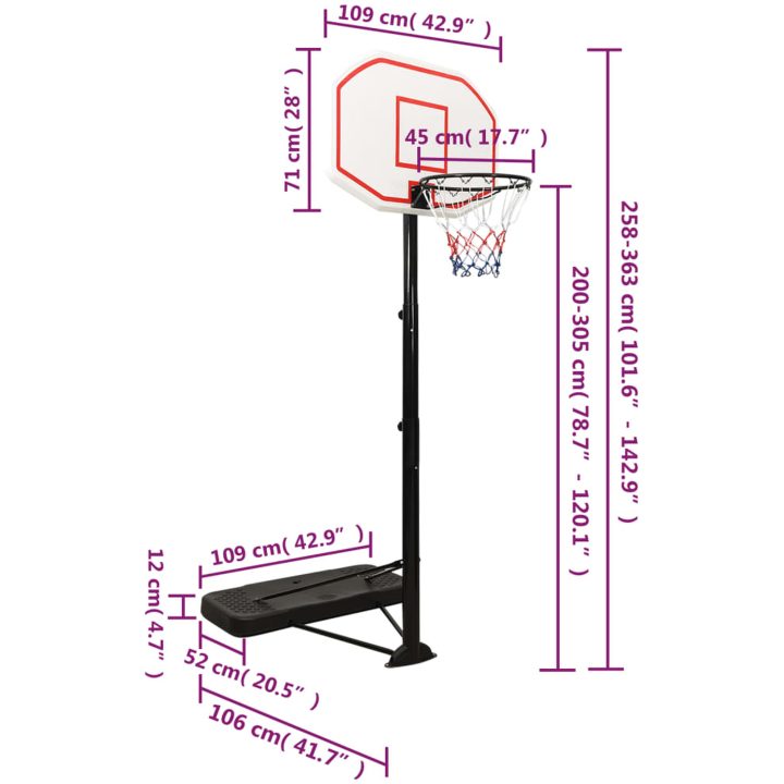 Basketkorg med stativ vit 258-363 cm polyeten vidaXL – bild 10