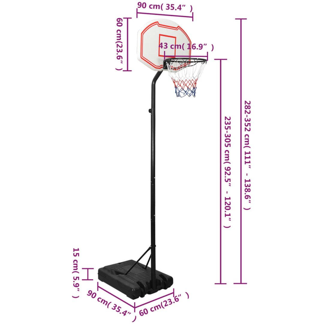 Basketkorg med stativ vit 282-352 cm polyeten vidaXL – bild 9