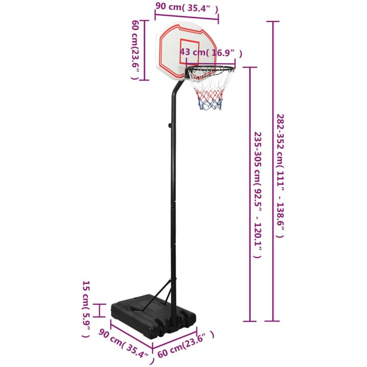 Basketkorg med stativ vit 282-352 cm polyeten vidaXL – bild 9