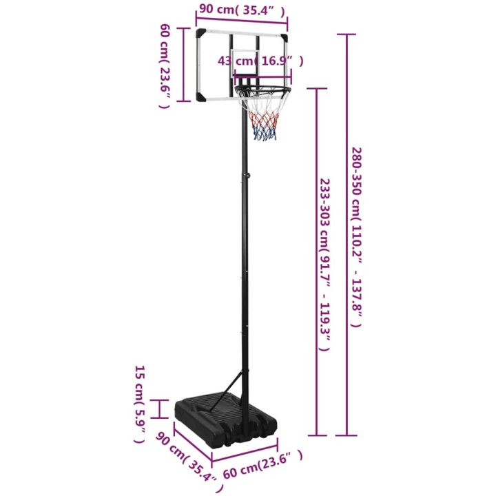 Basketkorg transparent 282-352 cm polykarbonat vidaXL – bild 8