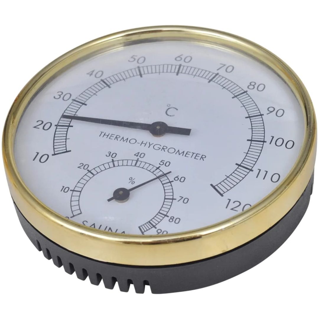 Bastutillbehör 5 delar hink sked timglas termo/hygrometer vidaXL – bild 5