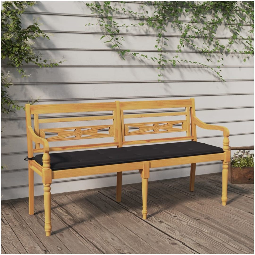 Bataviabänk med antracit dyna massiv teak vidaXL 150 cm