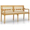 Bataviabänk med beige dyna massiv teak vidaXL 150 cm – miniatyr 2