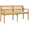 Bataviabänk med beige dyna massiv teak vidaXL 150 cm – miniatyr 3