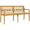 Bataviabänk med beige dyna massiv teak vidaXL 150 cm – miniatyr 4