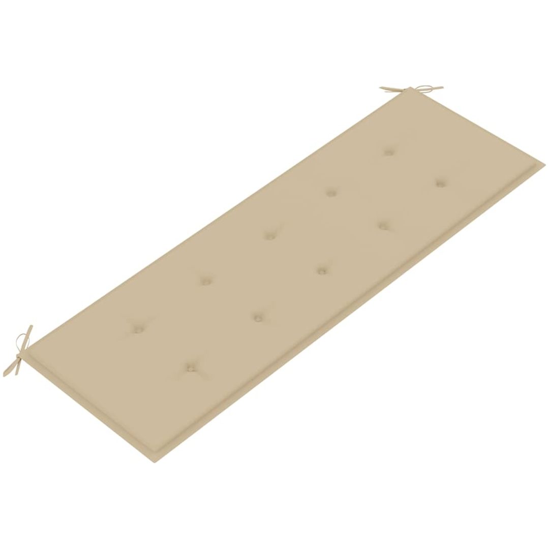 Bataviabänk med beige dyna massiv teak vidaXL 150 cm – bild 5