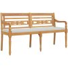 Bataviabänk med dyna massiv teak vidaXL 150 cm – miniatyr 2
