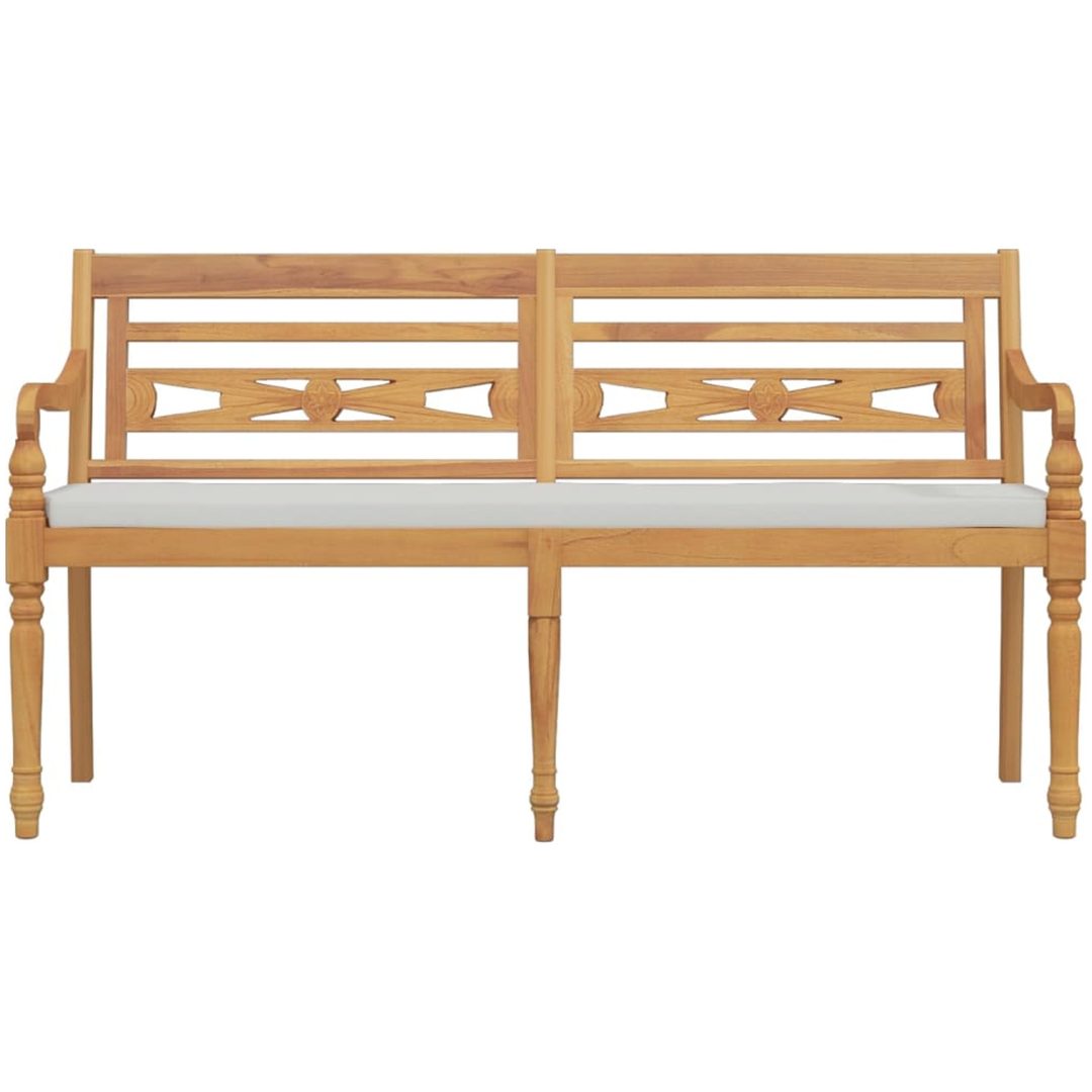 Bataviabänk med dyna massiv teak vidaXL 150 cm – bild 3