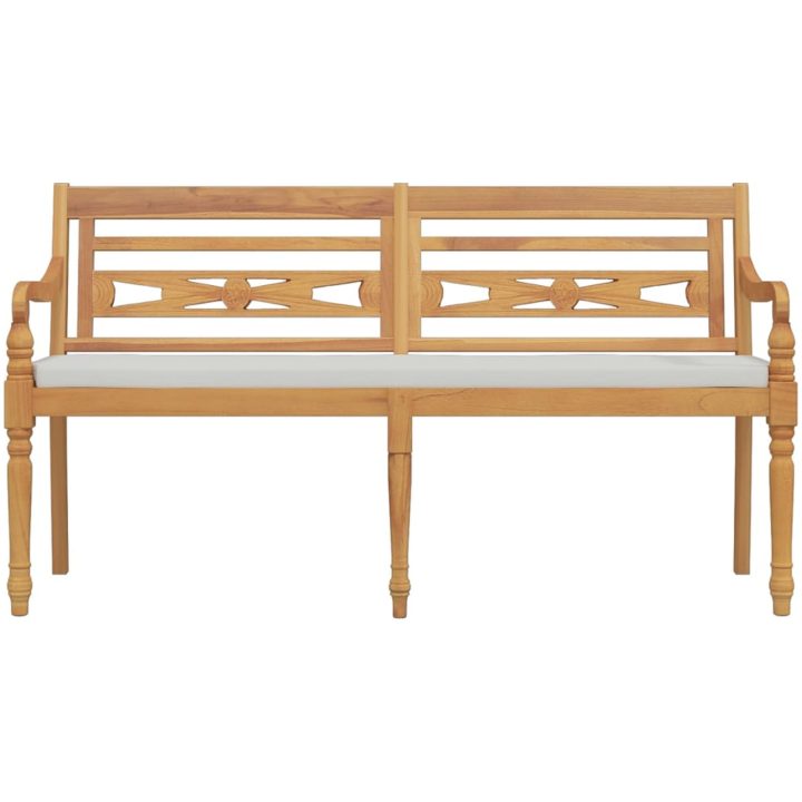 Bataviabänk med dyna massiv teak vidaXL 150 cm – bild 3
