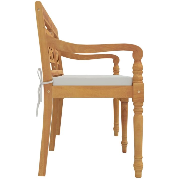 Bataviabänk med dyna massiv teak vidaXL 150 cm – bild 4