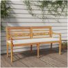 Bataviabänk med dyna massiv teak vidaXL 150 cm – miniatyr 1