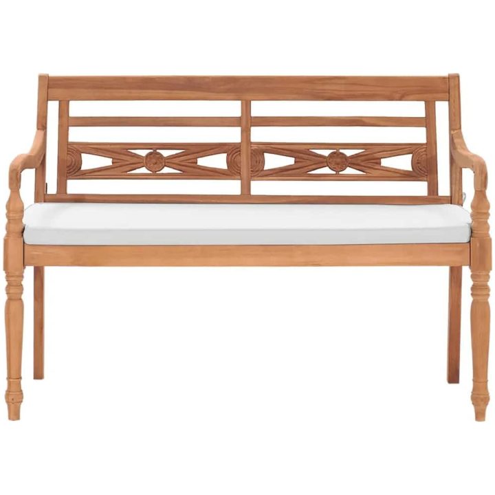 Bataviabänk med dyna teak vidaXL 120 cm – bild 2