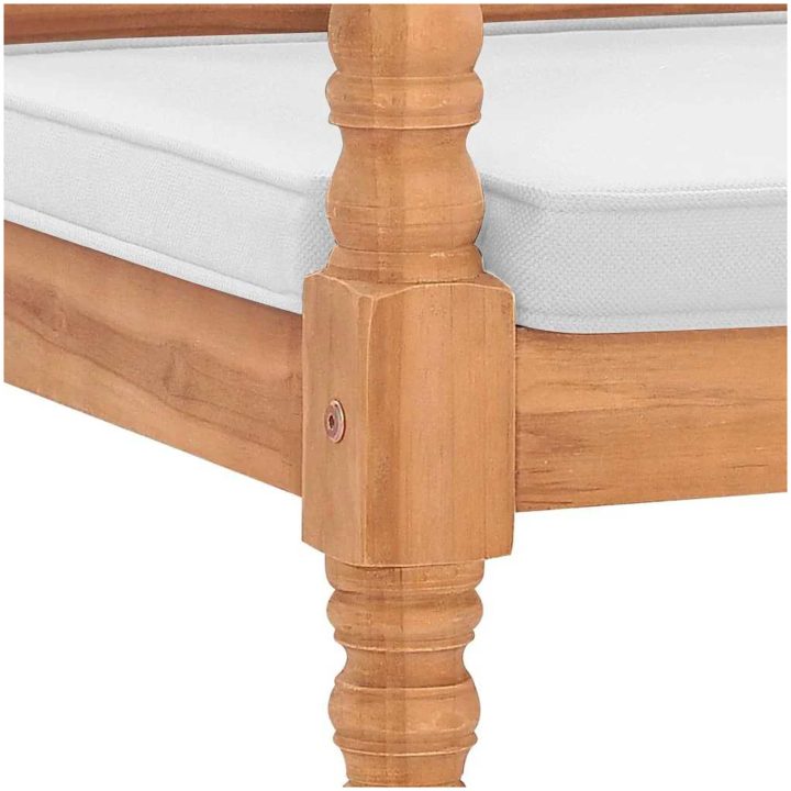 Bataviabänk med dyna teak vidaXL 120 cm – bild 5