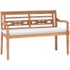 Bataviabänk med dyna teak vidaXL 120 cm – miniatyr 1